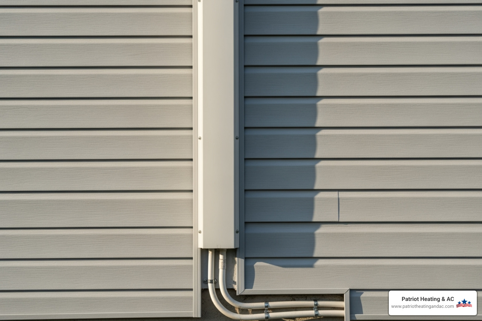 line set cover neatly concealing the lines on an exterior wall - Mini split installation