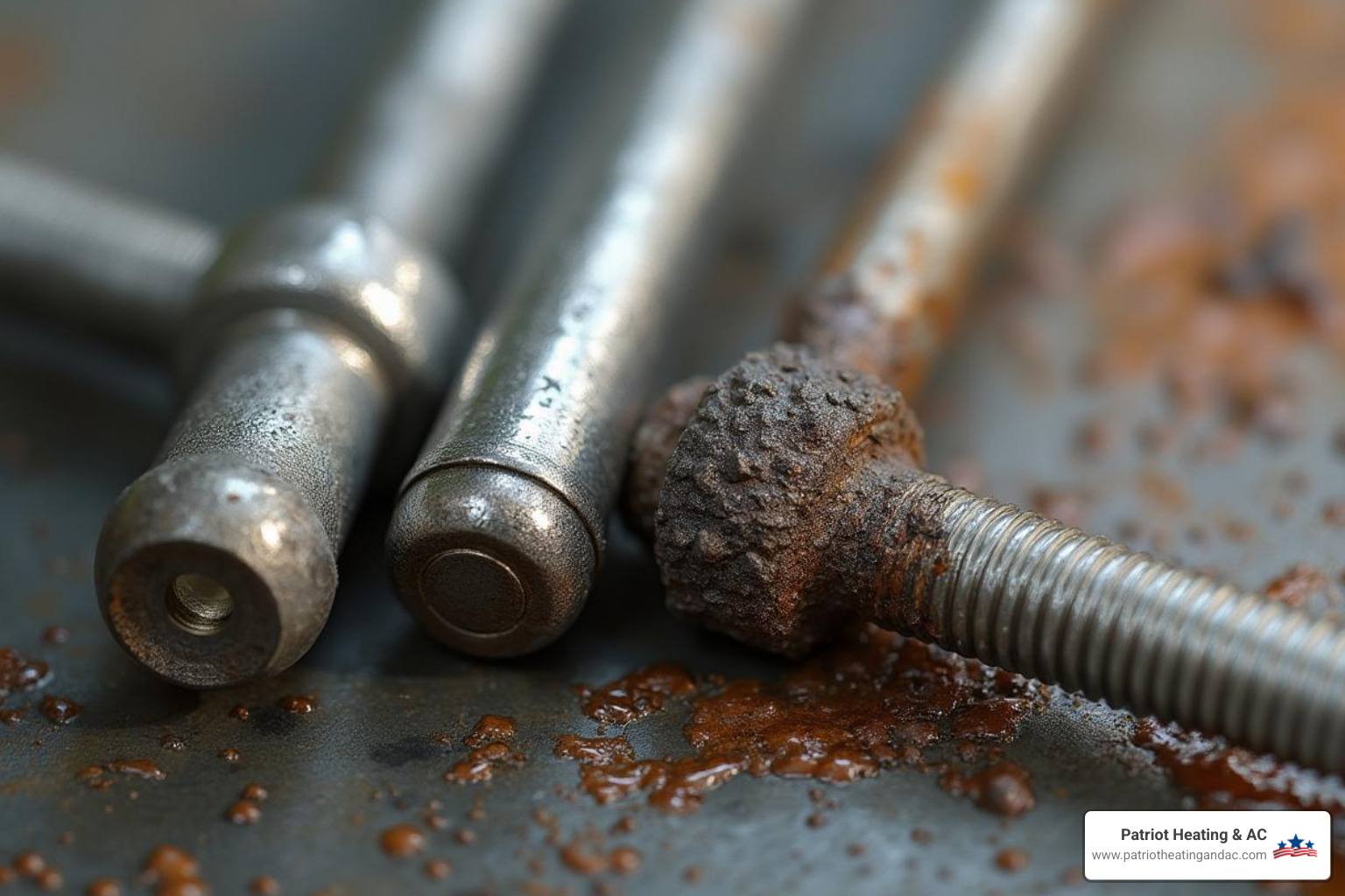 new vs corroded anode rod - water heater annual service