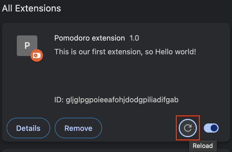 Extension refresh button after breaking changes in the structure