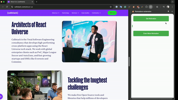 Side panel and content script demonstration with a full motivation