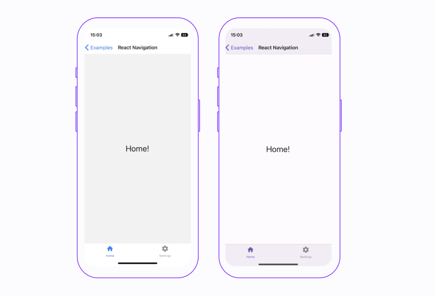 print screen showing how the adapt navigation helper looks in React Native Paper 5.0 library