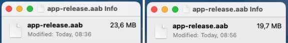 reduction in app size