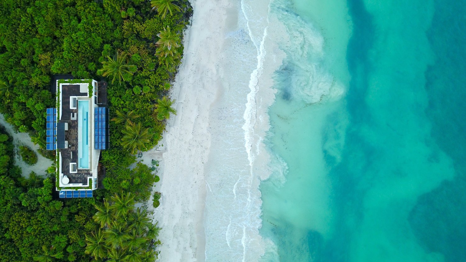 aerial view sian kaan tulum beachfront villa