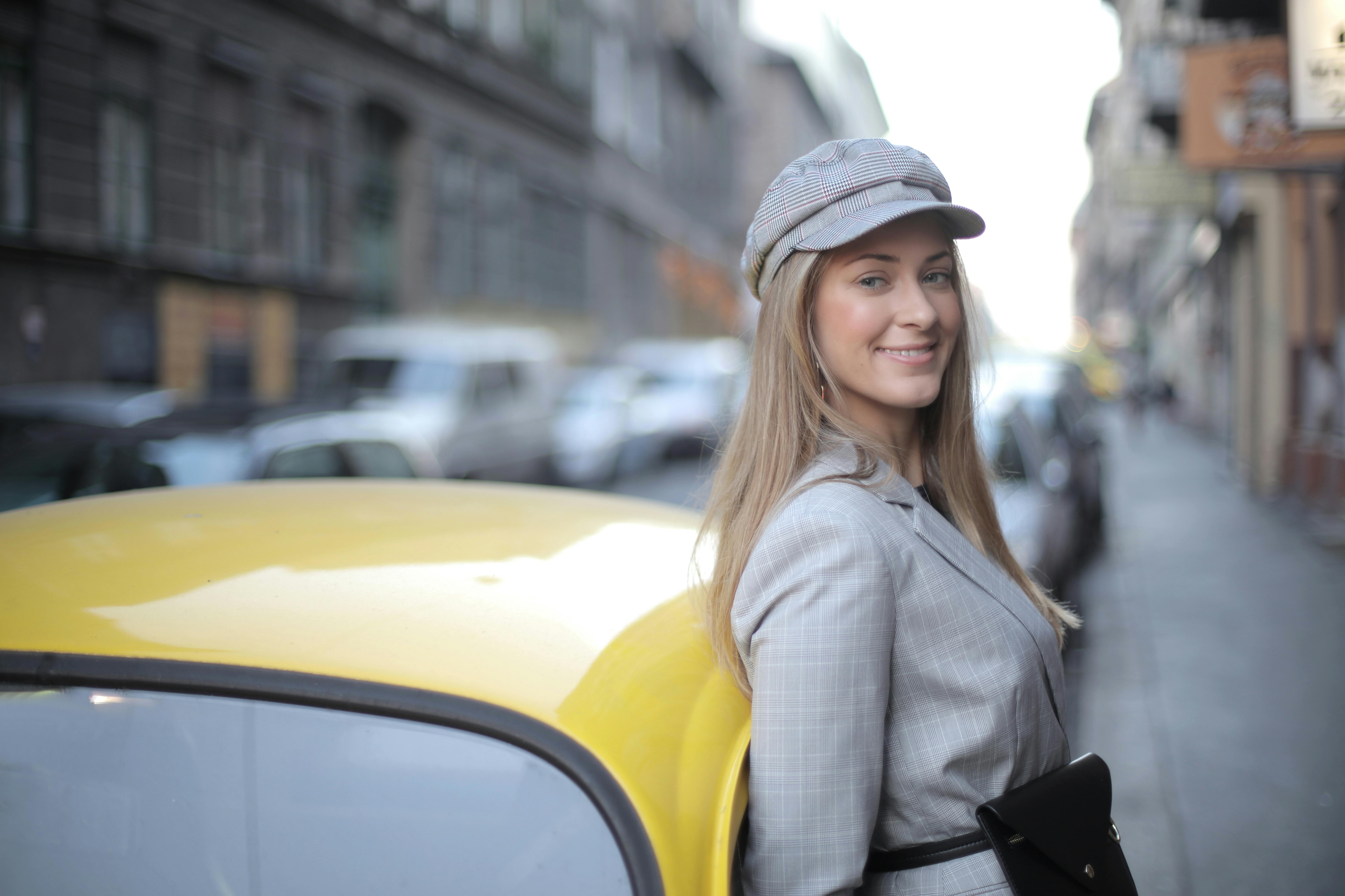 Happy driver in city