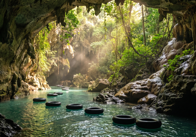 Belize -- Cave tubing through jungle caves