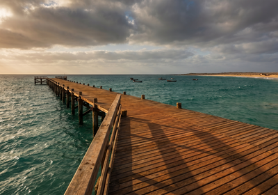 Cape Verde -- The pier at Santa Maria beach, Sal