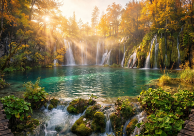 Croatia -- Plitvice Lakes National Park waterfalls