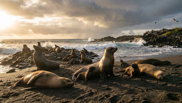 Ecuador hero -- Galápagos Islands sea lions on a beach