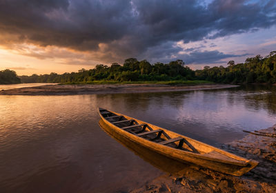 French Guiana -- A pirogue on the Maroni River