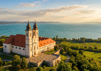 Hungary -- Tihany Abbey overlooking Lake Balaton