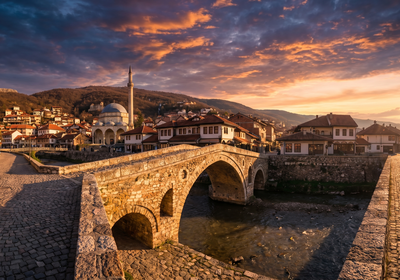 Kosovo -- Prizren Old Town with the Stone Bridge