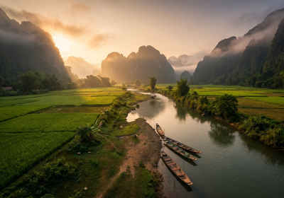 Laos -- Vang Vieng Karst Landscape