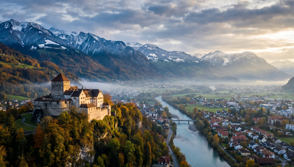 Liechtenstein hero -- Vaduz Castle overlooking the Rhine Valley