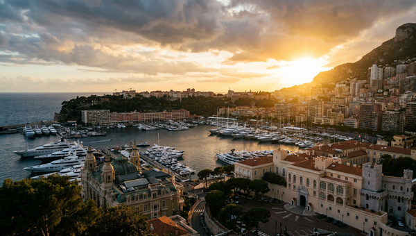 Monaco hero -- View of Port Hercules and Monte Carlo