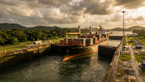 Panama hero -- A ship transiting the Panama Canal locks