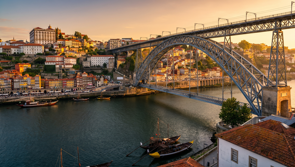 Portugal hero -- Ponte Dom Luís I and Ribeira district, Porto