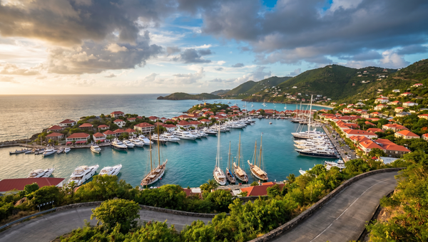 Saint Barthelemy hero -- View of Gustavia Harbor from Col de la Tourmente
