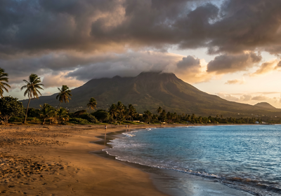 Saint Kitts and Nevis -- Nevis Peak from Pinney's Beach