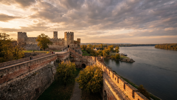 Serbia hero -- Belgrade Fortress at the confluence of the Sava and Danube