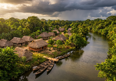 Suriname -- A Maroon village along the Upper Suriname River