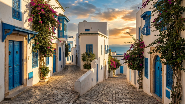 Tunisia hero -- The blue and white village of Sidi Bou Said