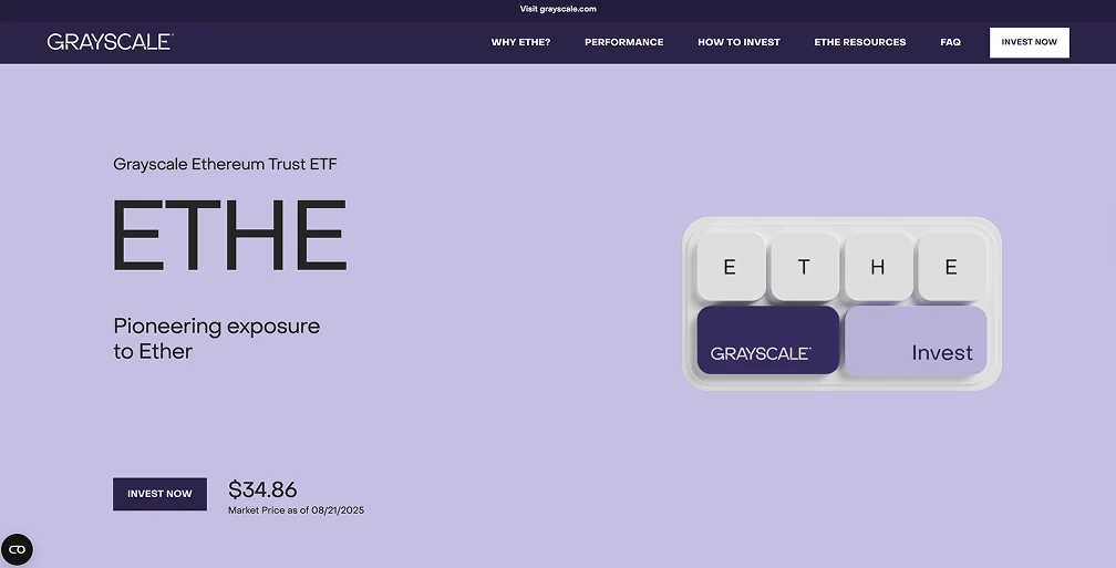 2. Grayscale Ethereum Trust (ETHE) : Le fonds Ethereum le plus établi