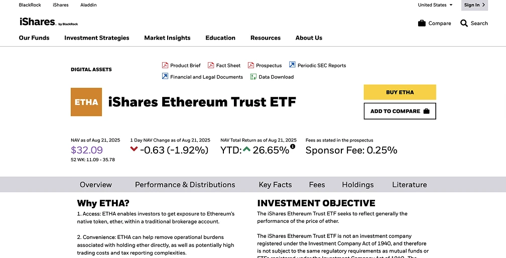 1. iShares Ethereum Trust (ETHA) : Le meilleur ETF Ethereum