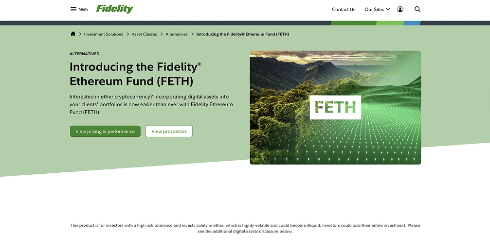 3. Fidelity Ethereum Fund (FETH) : L'ETF Ethereum Spot avec les frais les plus bas