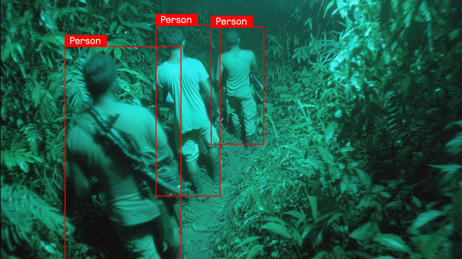 Anti-poaching alert: persons at night, jungle trail
