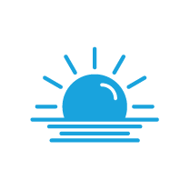 Icon with a rising sun symbol for exclusive terrace