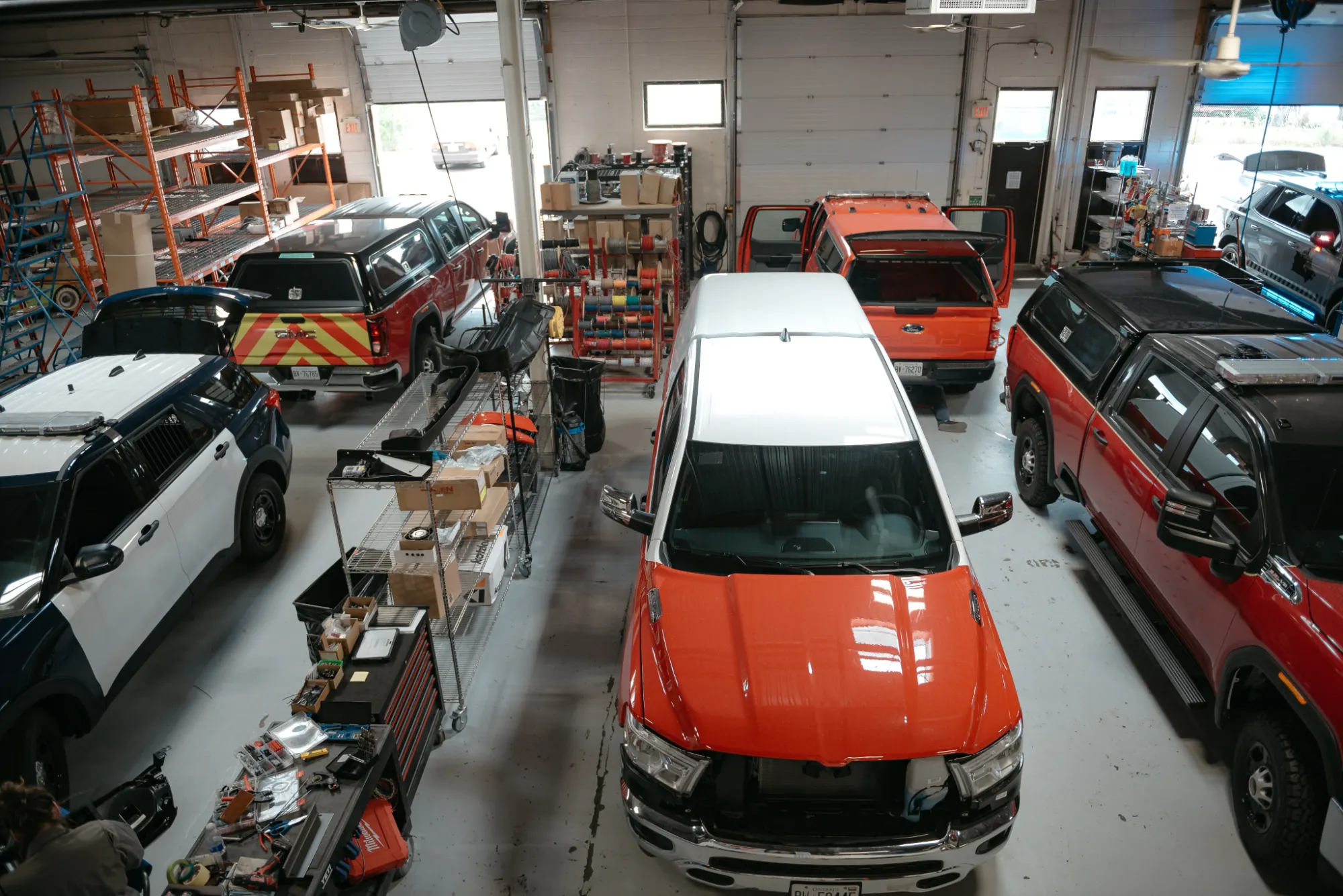 EMS emergency vehicles in the Milton Workshop
