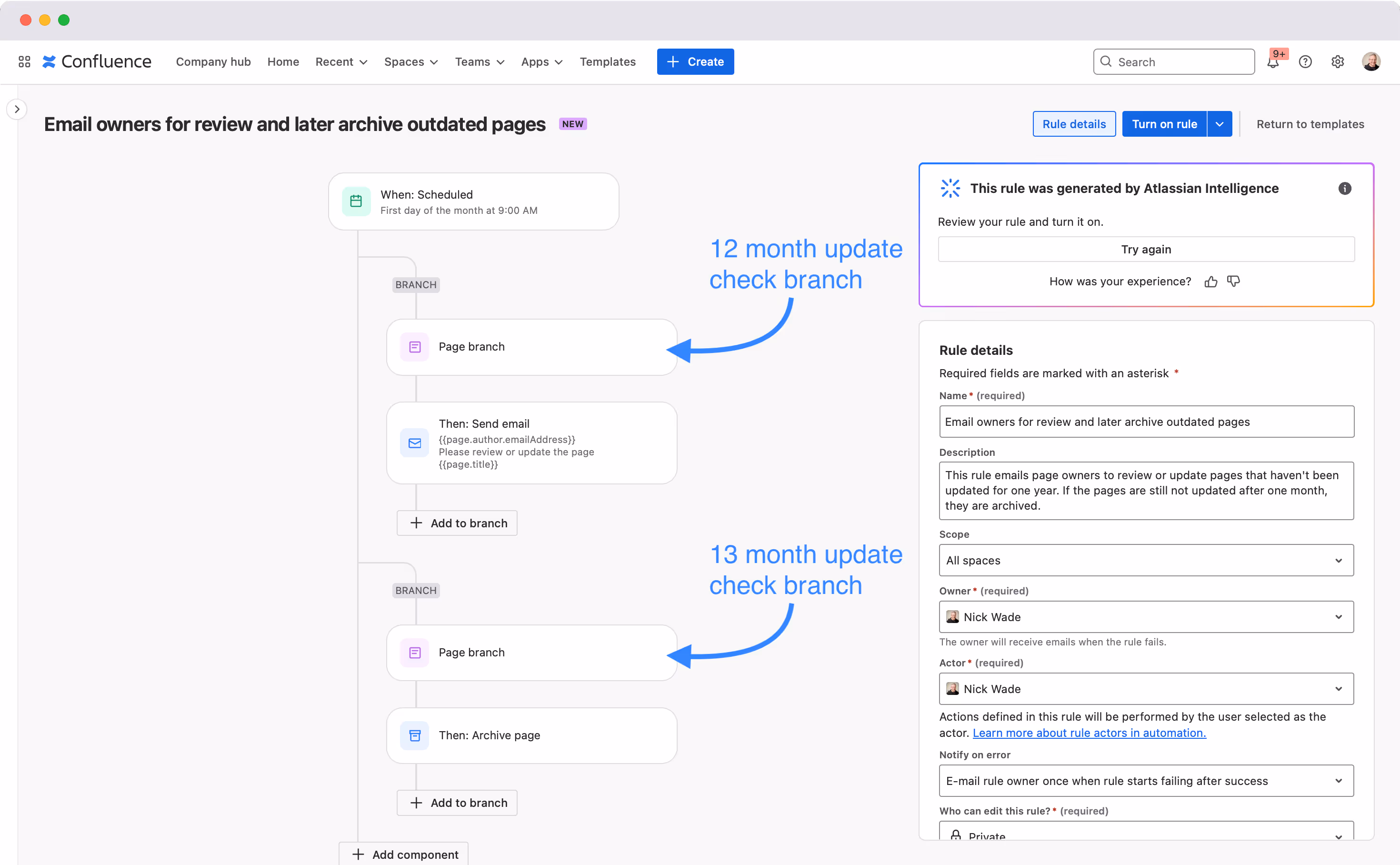 Automation rule for archiving