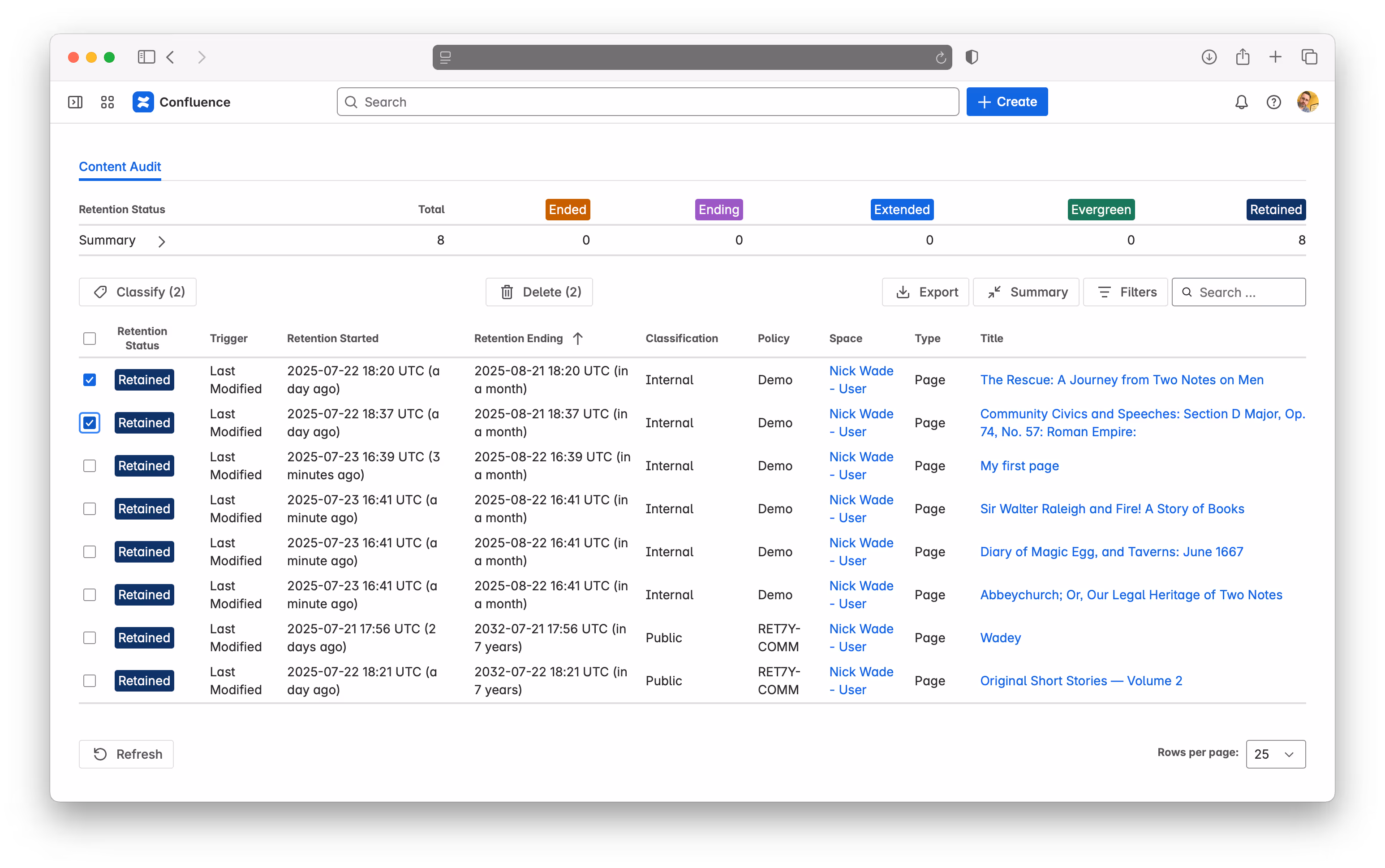 End User Content Audit (Review) in Content Retention Manager for Confluence