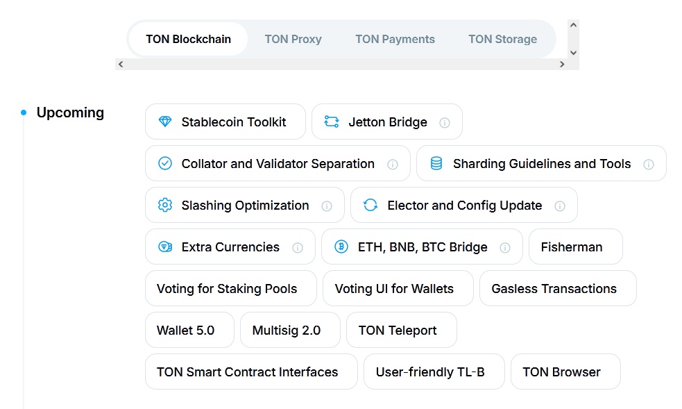 TON's roadmap