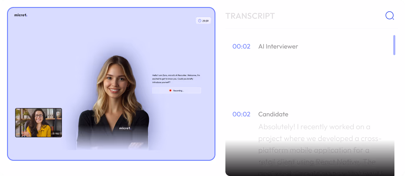 Ava being used in AI Interviews