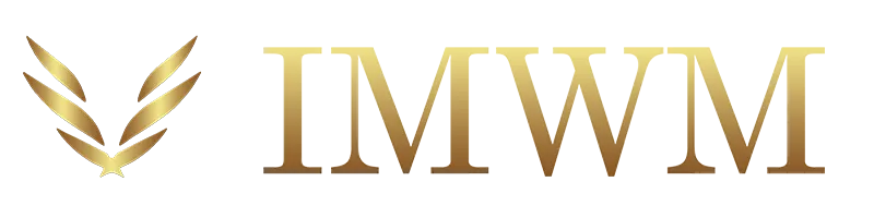 Logo der Webdesign Agentur IMWM in goldfarbener Optik mit edlem Flügelmotiv und Schriftzug