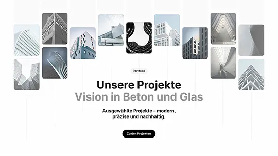 Portfolio moderner Architekturprojekte mit Fokus auf modernes, präzises und nachhaltiges Design