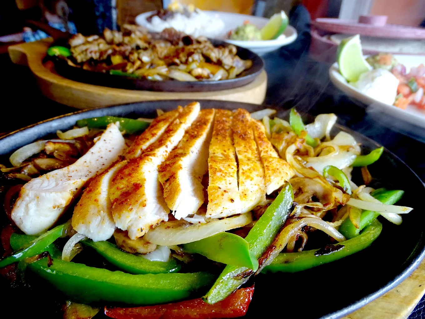 Sizzling chicken fajitas
