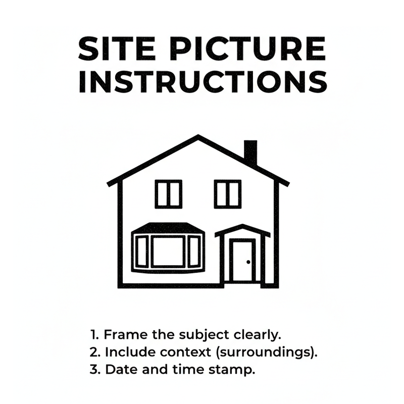 Example of good site photos showing a before and after of a bathroom grab bar installation