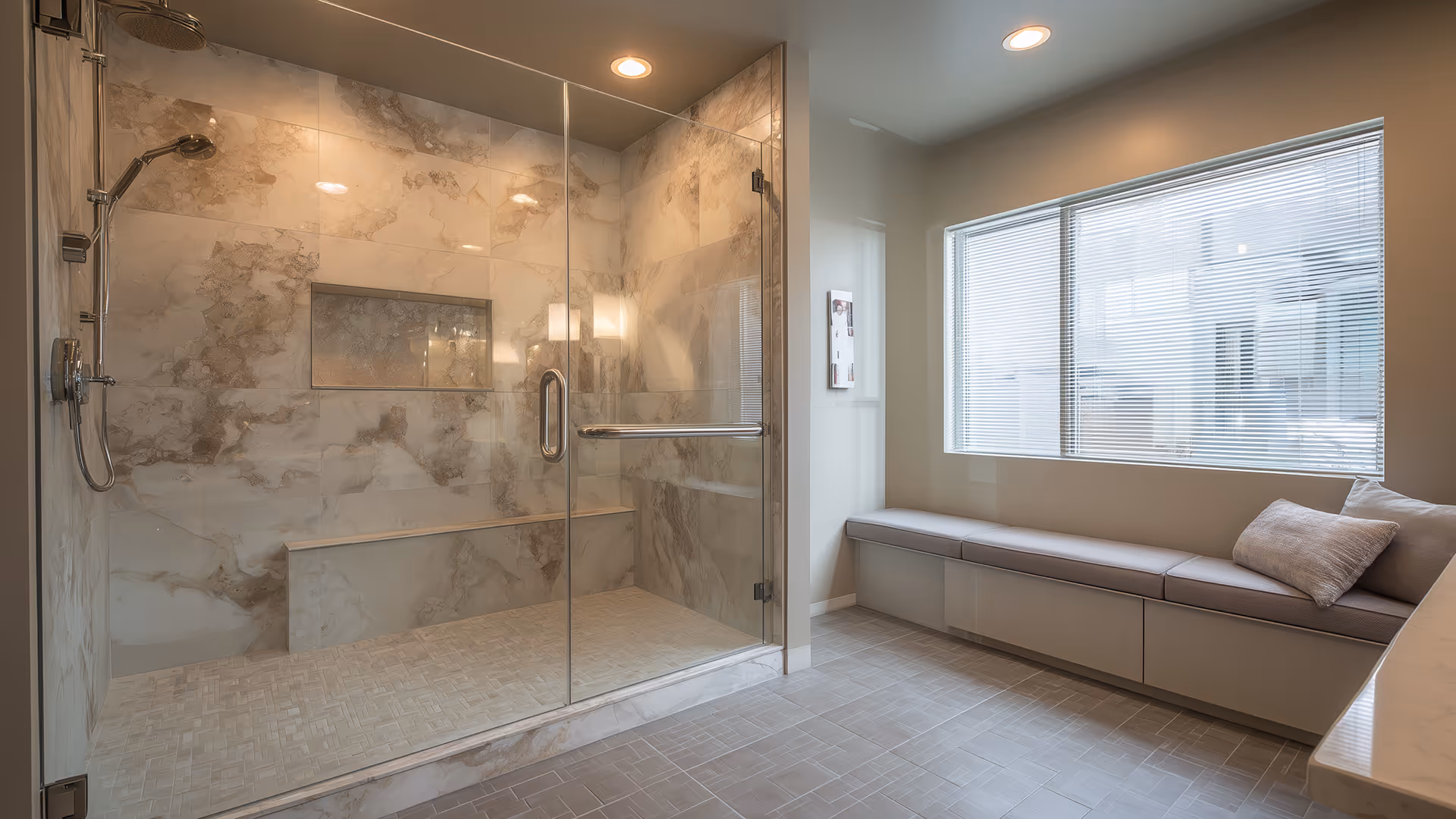 Modern accessible bathroom remodel with walk-in shower