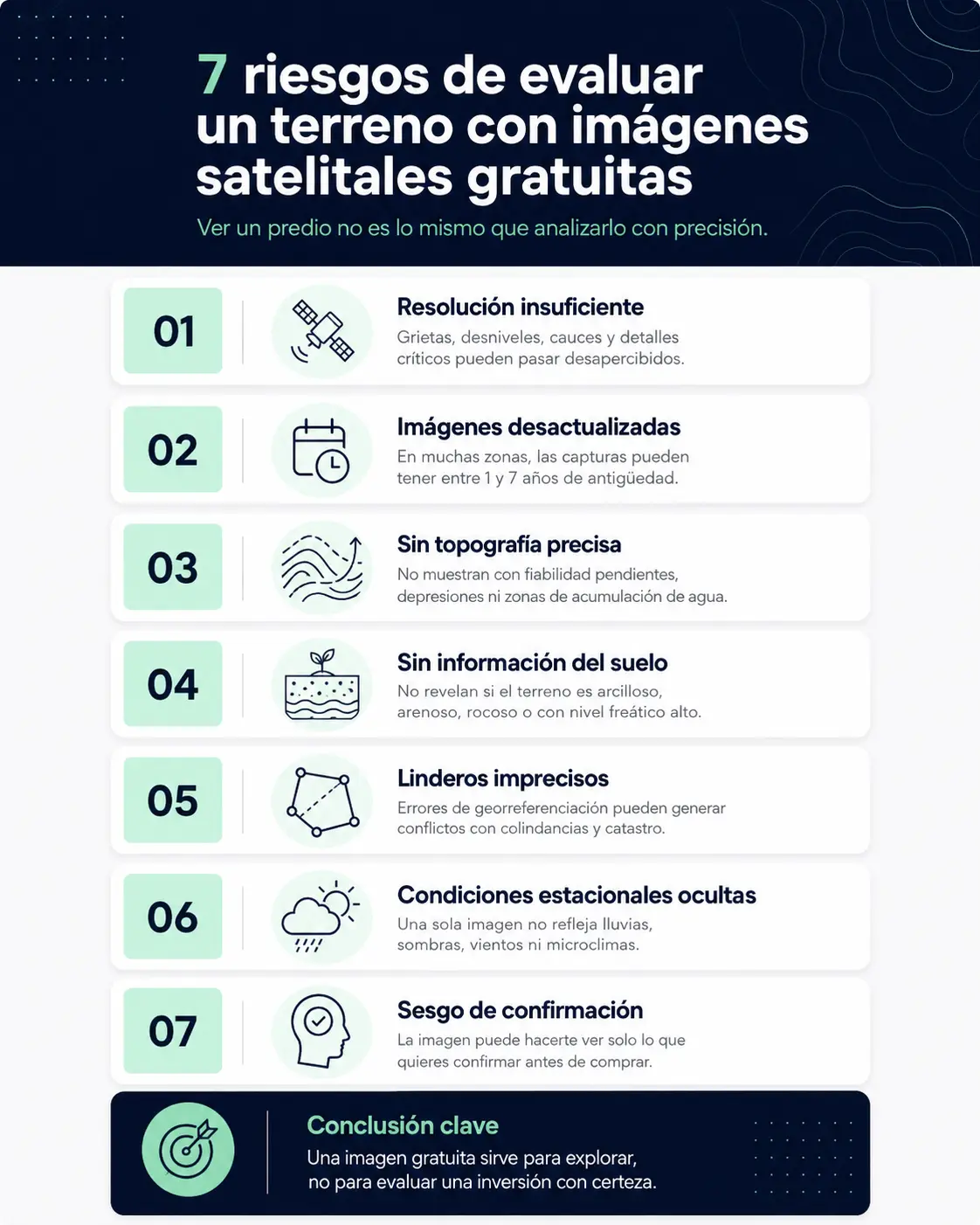 7 riesgos de evaluar un terreno con imágenes satelitales gratuitas
