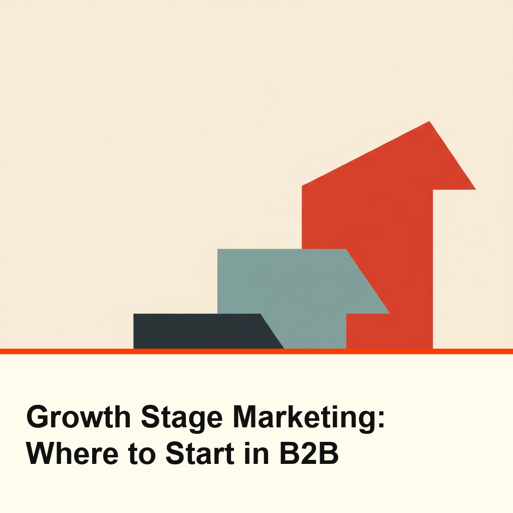 B2B growth stage marketing - ascending geometric blocks showing sequential channel progression