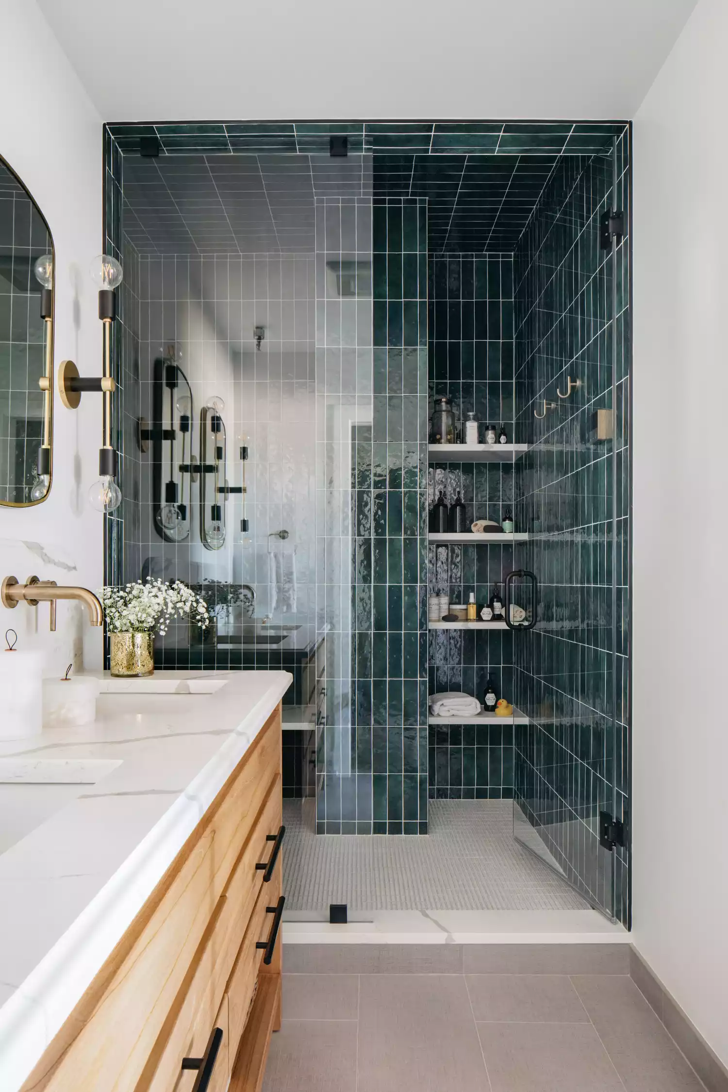 Dark green shower