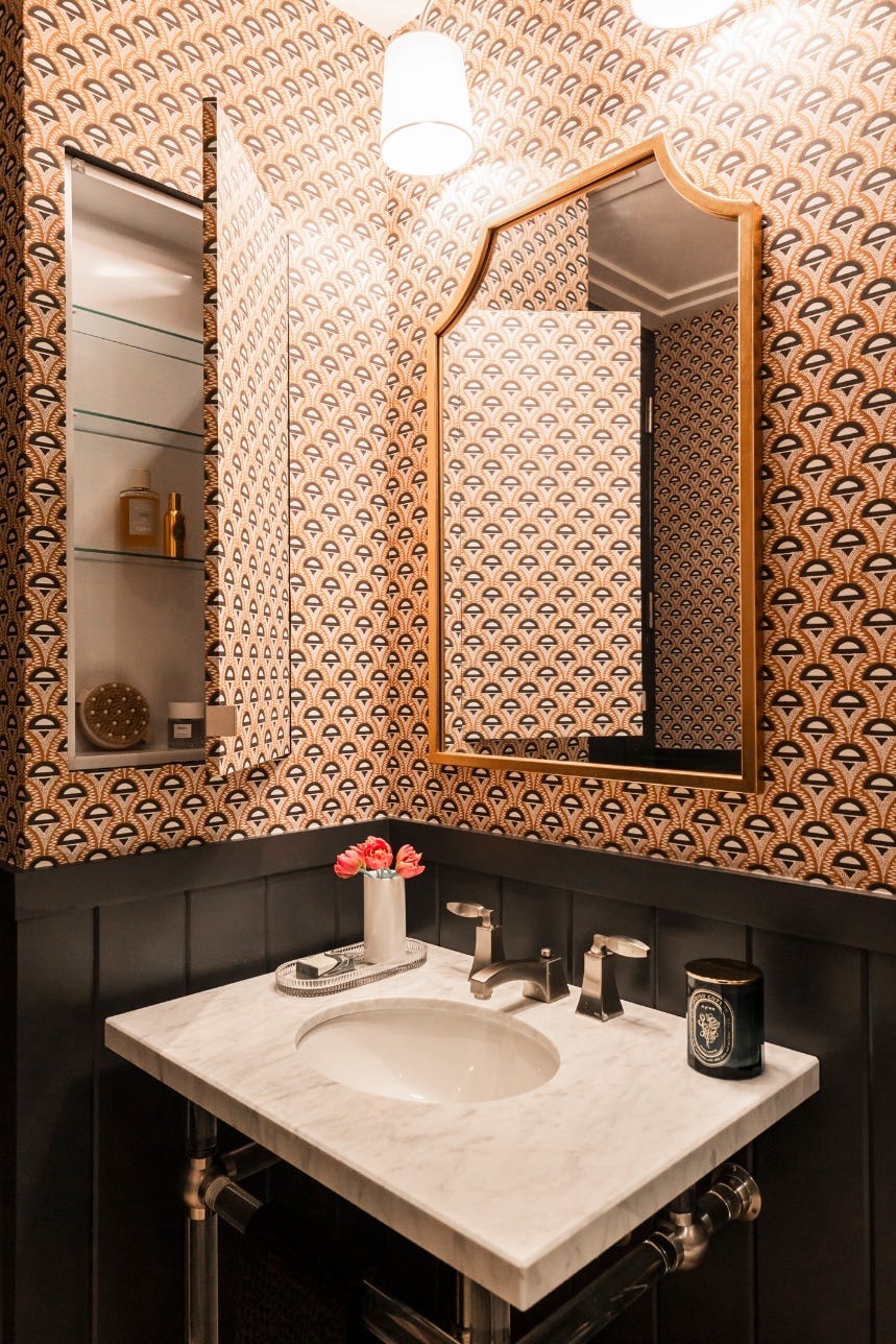 small bathroom with hidden medicine cabinet