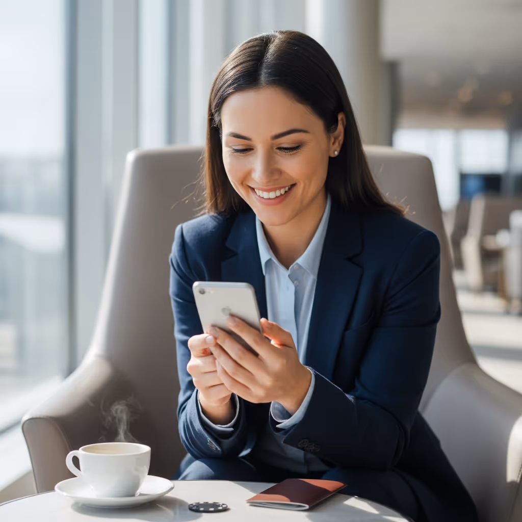 Hero image showing Gambling professional using smartphone with Purple's secure WiFi connectivity.