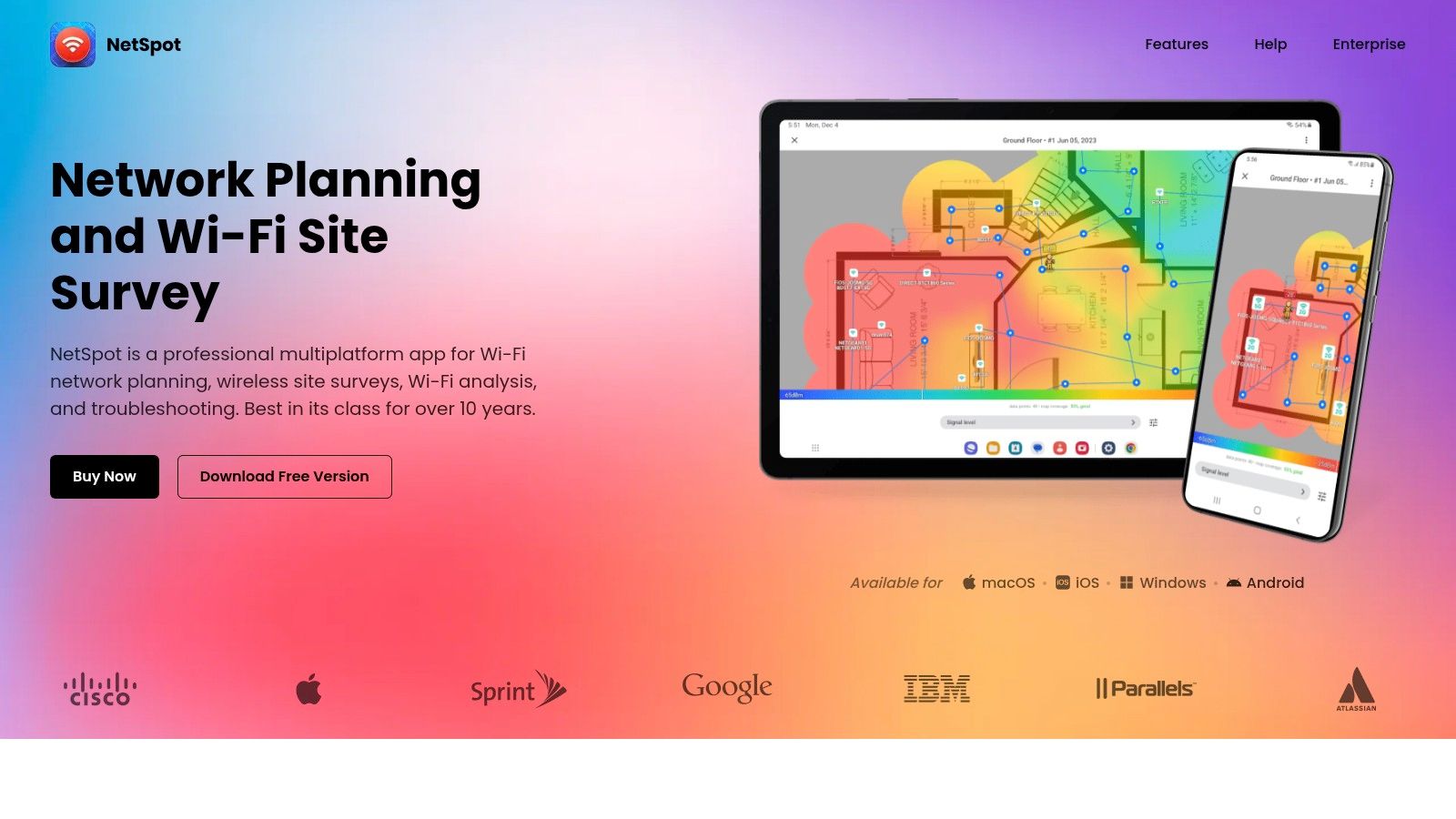 NetSpot displaying a Wi-Fi heatmap, a key function of this wifi analyzer application