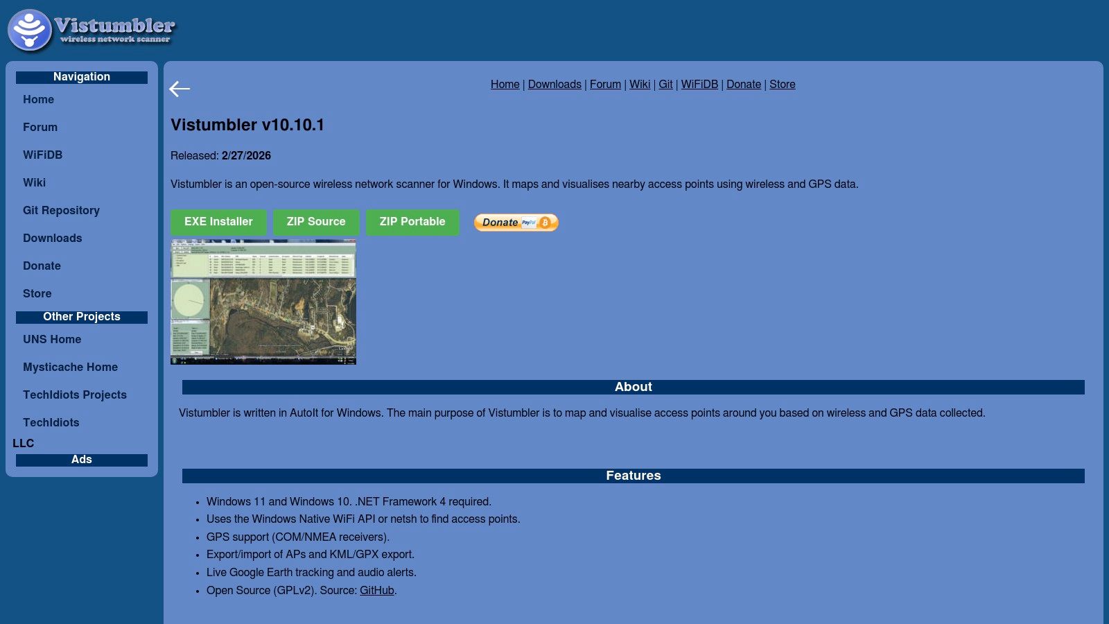 Vistumbler's user interface displaying a list of detected wireless networks and signal graphs, a core function of a wifi analyzer application