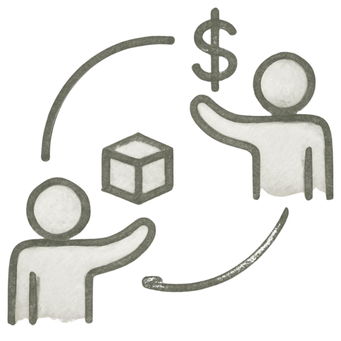 Eine Grafik, die 2 Menschen bei Marketing und Vertrieb zeigt.