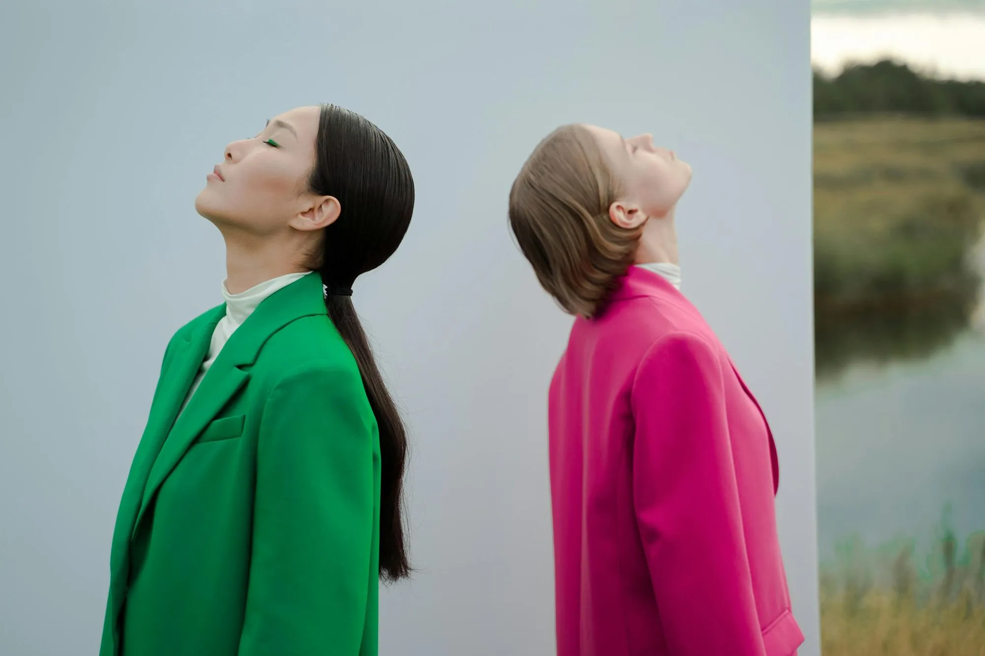 Women with Green and Pick Suits