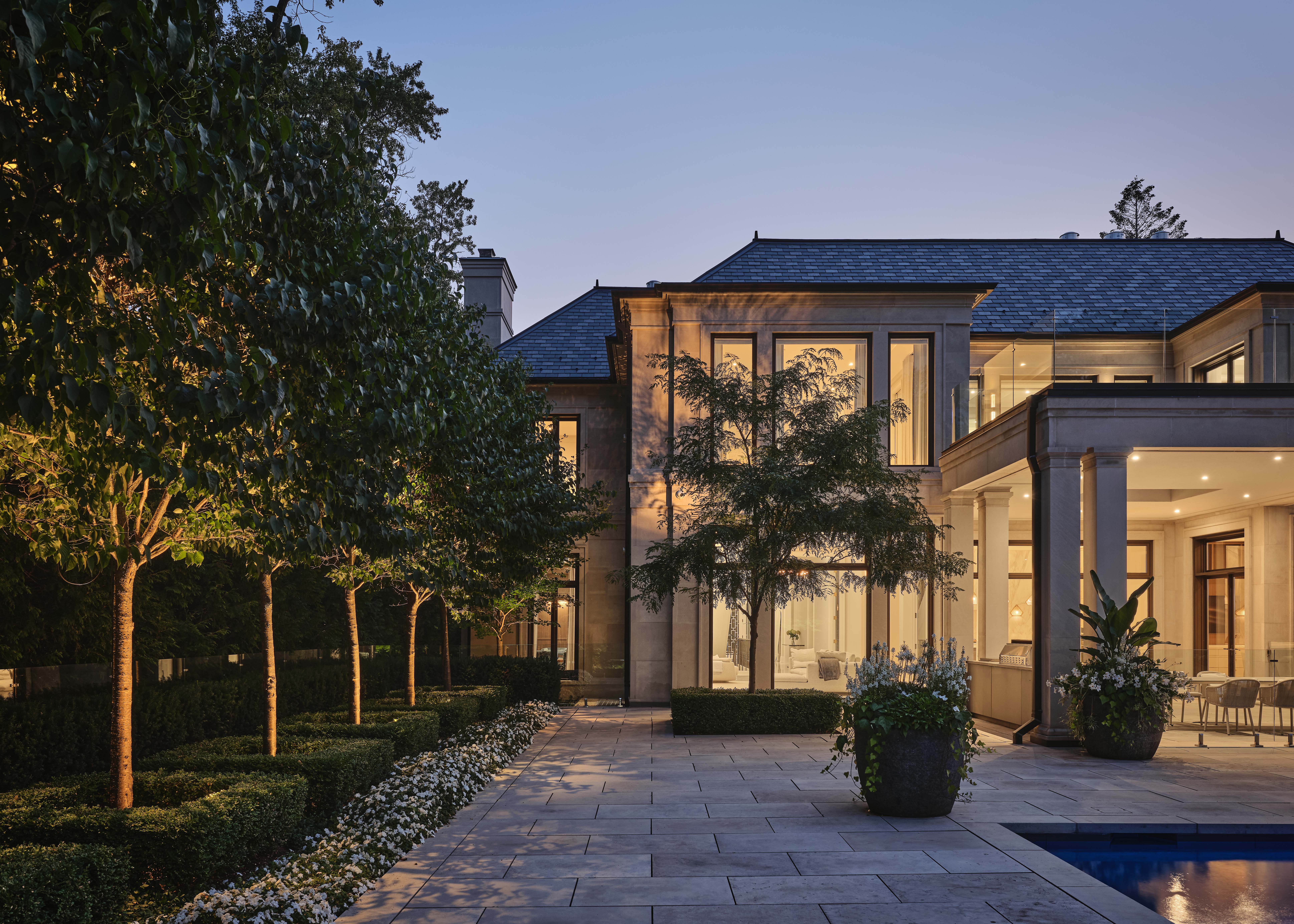 The Bedford's facade from ground level.